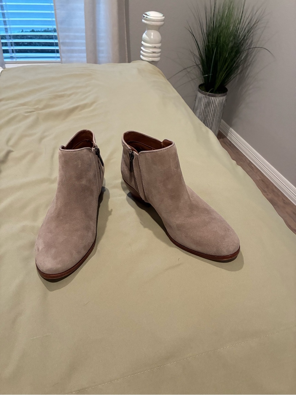 Womens Taupe Suede Ankle Boots
